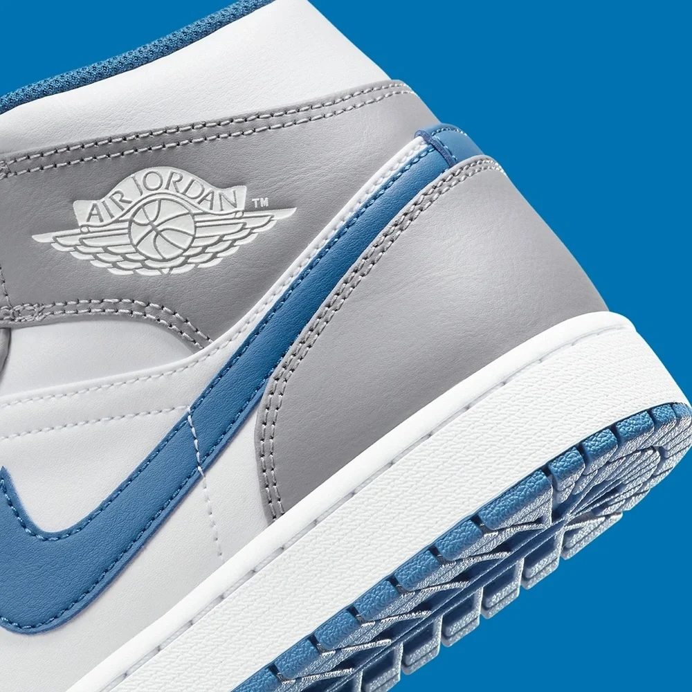 Nike Air Jordan 1 Mid True Blue Grey White Shoes Men DQ8426-014 (GS) DQ8423-014 - Picture 6 of 11
